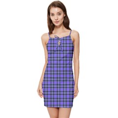 Blue Tartan Plaid 1 Summer Tie Front Dress by dressshop