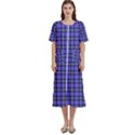 Blue Tartan Plaid 1 Women s Cotton Short Sleeve Nightgown View1