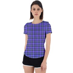 Blue Tartan Plaid 1 Back Cut Out Sport T-shirt by dressshop