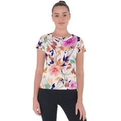 Abstract Floral Background Short Sleeve Sports Top  by kyorashop23