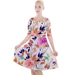 Abstract Floral Background Quarter Sleeve A-line Dress by kyorashop23