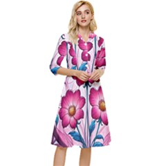 Fantasy Pink Flowers Stained Glass Classy Knee Length Dress by Grandong