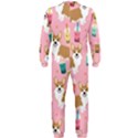 Corgi Bubble Boba Tea Pink Pattern OnePiece Jumpsuit (Men) View2