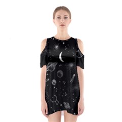 Cosmic Black Space Star Shoulder Cutout One Piece Dress by Ndabl3x