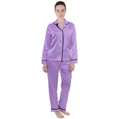 Luscious Lavender Hex #cca3e7 Women s Long Sleeve Satin Pajamas Set by dressshop