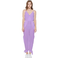 Luscious Lavender Hex #cca3e7 Sleeveless Tie Ankle Chiffon Jumpsuit by dressshop