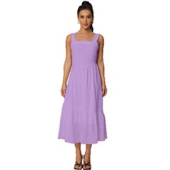 Luscious Lavender Hex #cca3e7 Square Neckline Tiered Midi Dress by dressshop