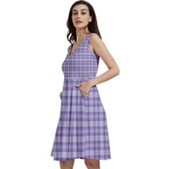 Purple Plaid Tartan 2 Sleeveless V-neck Skater Dress With Pockets by dressshop