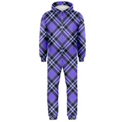 Blue Tartan Plaid 1 Diagonal Hooded Jumpsuit (men) by dressshop