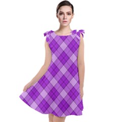 Purple Plaid Tartan 3 Diagonal (2) Tie Up Tunic Dress by dressshop