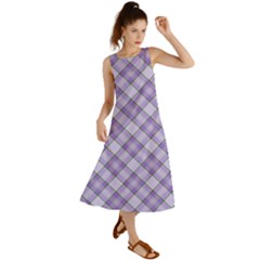 Purple Plaid Tartan 2 Diagonal Summer Maxi Dress by dressshop