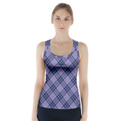 Purple Plaid Tartan 1 Diagonal Racer Back Sports Top by dressshop