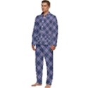 Purple Plaid Tartan 1 Diagonal Men s Long Sleeve Velvet Pocket Pajamas Set View3