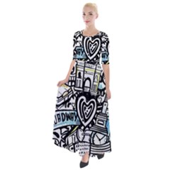 Doodle New York City Nyc Half Sleeves Maxi Dress by Salmanaz77