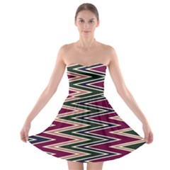 Pattern Zigzag Stripe Design Strapless Bra Top Dress by Maspions