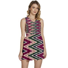 Pattern Zigzag Stripe Design Sleeveless High Waist Mini Dress by Maspions