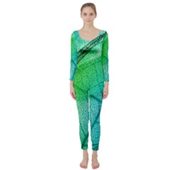 Texture Green Leaf Abstraction 3d Long Sleeve Catsuit by Salmanaz77