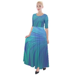 Psicodelia Zyguratti Texture Cyanturquoise Half Sleeves Maxi Dress by Salmanaz77