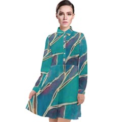 Aqua Batik, Abstract, Colorful Long Sleeve Chiffon Shirt Dress by kyorashop23