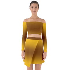 Amber Orange To Chocolate Brown Bilinear Gradient Off Shoulder Top With Skirt Set by GradientsOmbre