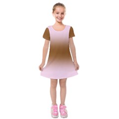 Pink Lace To Chocolate Brown Bilinear Gradient Kids  Short Sleeve Velvet Dress by GradientsOmbre