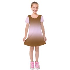 Chocolate Brown To Pink Lace Bilinear Gradient Kids  Short Sleeve Velvet Dress by GradientsOmbre