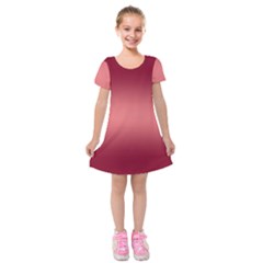 Burgundy Red To Coral Pink Bilinear Gradient Kids  Short Sleeve Velvet Dress by GradientsOmbre