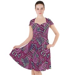 Abstract Art Pattern Design Background Cap Sleeve Midi Dress With Pockets by Grandong