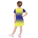 Electric Yellow To Navy Blue Bilinear Gradient Kids  Short Sleeve Velvet Dress View2