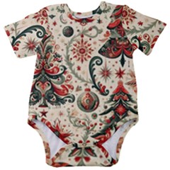 Christmas Tree Snow Baby Short Sleeve Bodysuit by Bedest