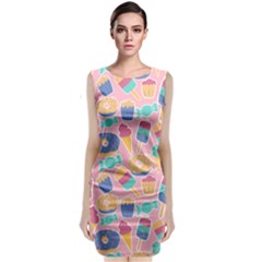 Ice Cream Donut Sweets Candie Sleeveless Velvet Midi Dress by Apenda