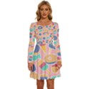 Ice Cream Donut Sweets Candie Long Sleeve Wide Neck Velvet Dress View1