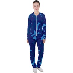 Blue Camouflage Pattern Casual Jacket And Pants Set by kyorashop23