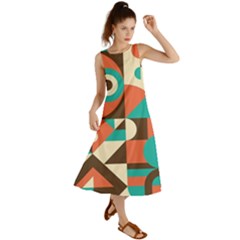 Retro Colorful Background, Retro Abstraction Summer Maxi Dress by kyorashop23