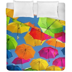 Umbrella, Colorful, Positive, Sky, Rainbow Duvet Cover Double Side (california King Size) by kyorashop23