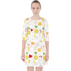 Pattern Seamless Texture Fruit Quarter Sleeve Pocket Dress by Sabxi