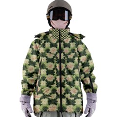 Retro 1880s Flowers Pattern 15 Women s Zip Ski And Snowboard Waterproof Breathable Jacket by violetheavensky