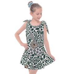 Retro Scandinavian Nordic Flowers Pattern 5 Kids  Tie Up Tunic Dress by violetheavensky