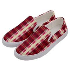 Retro 60s 50s Plaid Pattern 4 Men s Canvas Slip Ons by violetheavensky