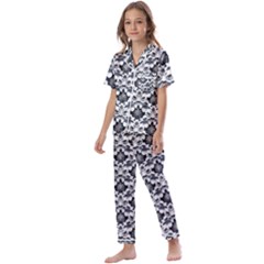 Gothic Leaf Pattern Kids  Satin Short Sleeve Pajamas Set by violetheavensky