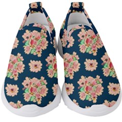 Retro 1880s Flowers Pattern 7 Kids  Slip On Sneakers by violetheavensky