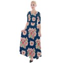 Retro 1880s Flowers Pattern 7 Half Sleeves Maxi Dress View1