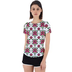 Retro 1880s Flowers Pattern 2 Back Cut Out Sport T-shirt by violetheavensky