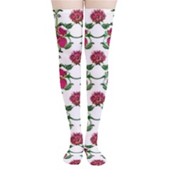 Retro 1880s Flowers Pattern 2 Thigh High Stockings by violetheavensky