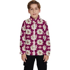 Retro 1880s Flowers Pattern Kids  High Neck Windbreaker by violetheavensky