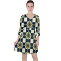 Royal Fractal Pattern Quarter Sleeve Ruffle Waist Dress View1