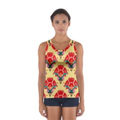 Retro 40s 50s Mexico Flowers Pattern 4 Sport Tank Top  by violetheavensky