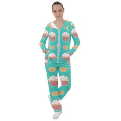 Retro 40s 50s Cupcake Pattern 3 Women s Tracksuit by violetheavensky