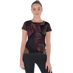 Leaves Plant Contrast Carved Nature Short Sleeve Sports Top  by Tsamara