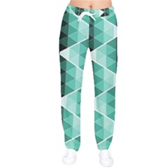 Triangles Pyramid Geometric Pattern Women Velvet Drawstring Pants by Sabxi